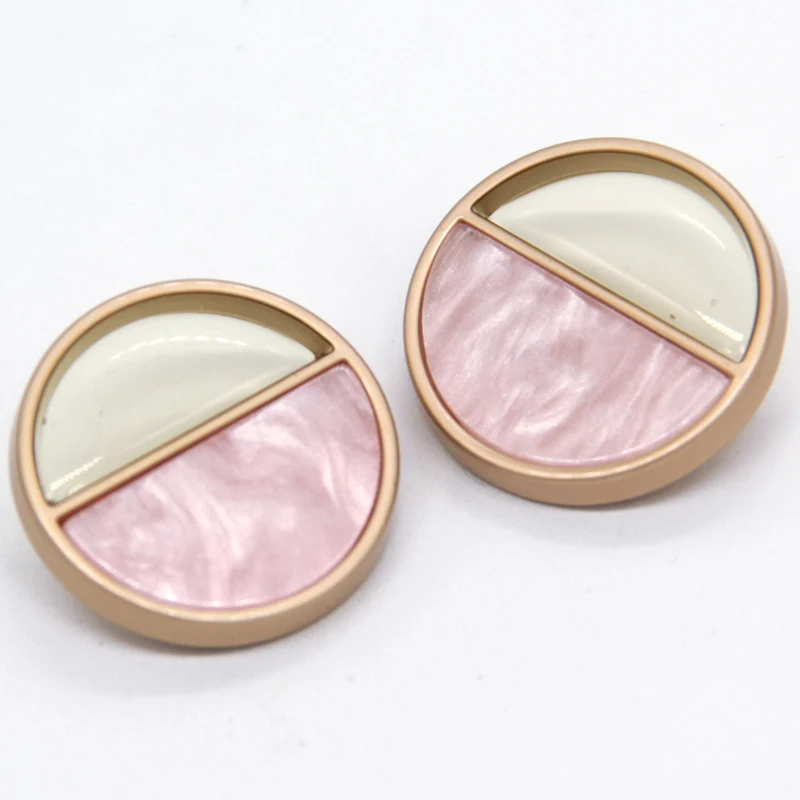 HENGC 23/25mm Grace Coat Transparent Gold Metal Buttons For Clothes Elegant Female Suit Cardigan Large Handmade Decorations Pink