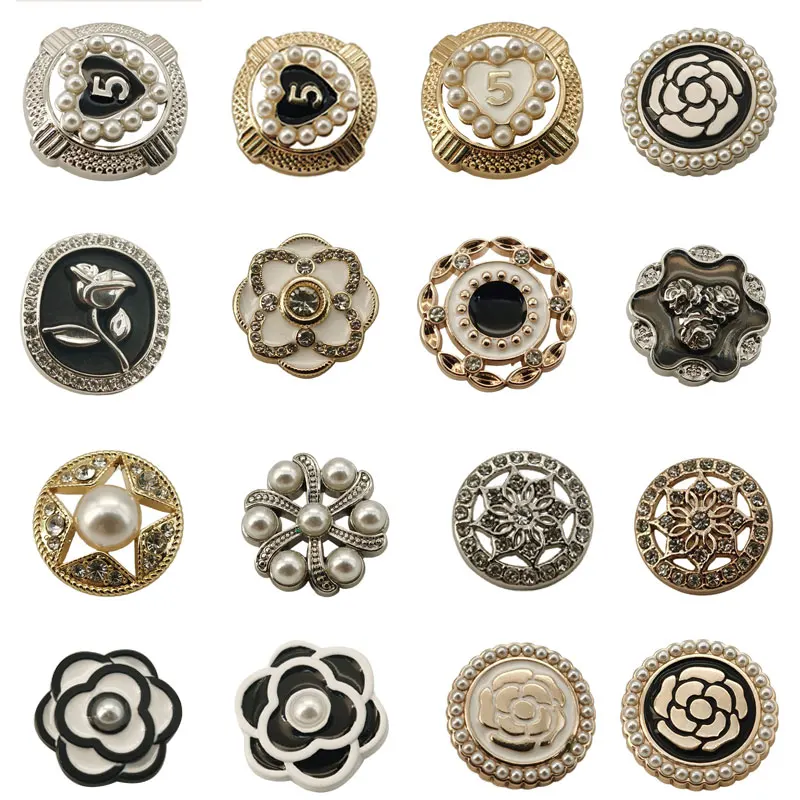 Metal Buttons For Clothing Designers Handmade Luxury Garment Sewing Accessories Pearl Rhinestone Decorate DIY Crafts Supplies