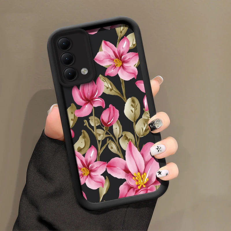 Funda de teléfono suave y mate Shockrpoof para OPPO A17 A17K A16E A9 A3 Pro A3X A16K A15 A12 A11K A5X A5S A15S bonita cubierta con patrón de flores