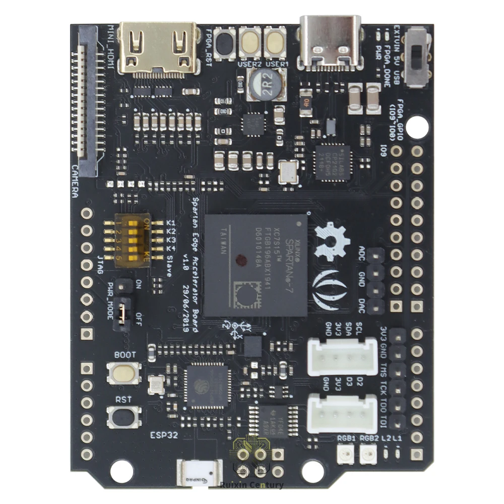 102030005 ESP32 XC7S15 FPGA Embedded Platform Evaluation Expansion Board Xilinx Spartan-7 12.8K Logic Cells UNO Form Fac