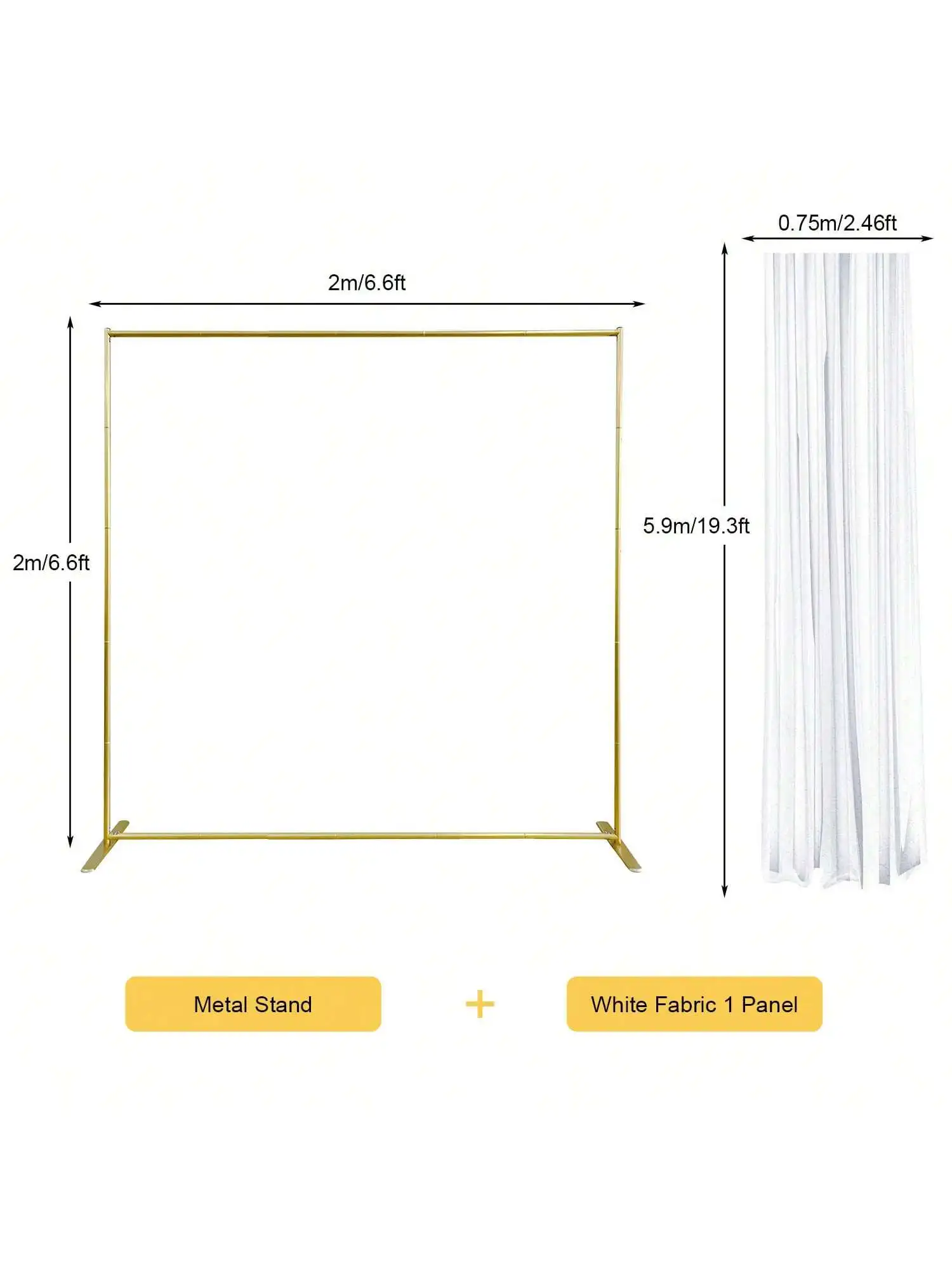 Gold Wedding Arch Stand With White Drapes Sheer Backdrop Curtain For Birthday Bridal Shower Anniversary Party Decorations