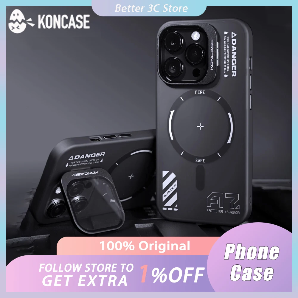 KONCASE Phone Cases Magnetic Phone Covers With Aluminium Alloy Lens Frame 9H Tempered Glass Bracket For iPhone 14 Pro Max Custom