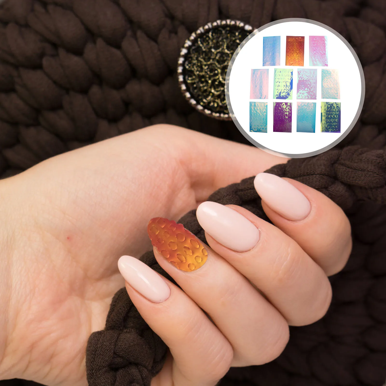 

11 Pcs Sticker Creative Design Decorative Nail Art Sticker Manicure Supply Salon Home Use DIY