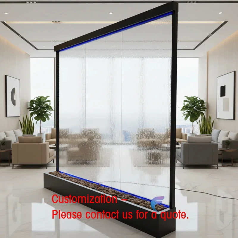 custom.Customized Garden Floor Standing Stainless Steel Waterfall Cascade Feature Glass Waterfall