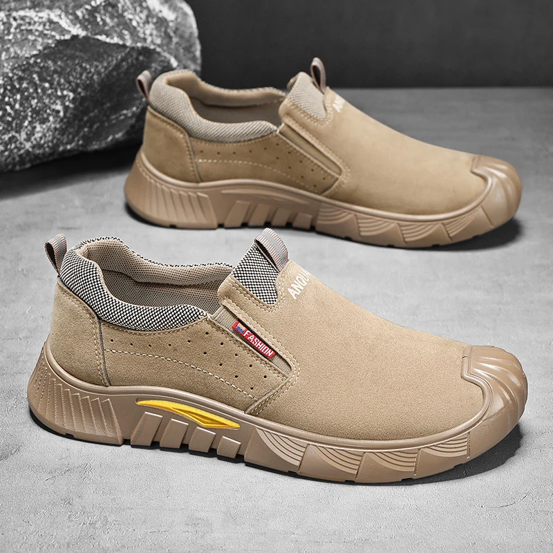 

Men Spring Sneakers 2024 Outdoor Light Casual Shoes for Men Genuine Leather Loafer Frosted Shallow Lip Shoes