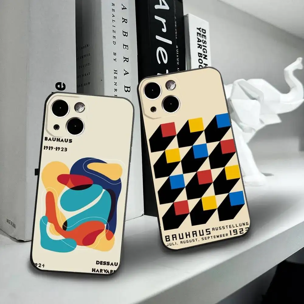

Bauhaus Exhibition Art Phone Case For iPhone16,15,14,13,12 Mini 11 Pro XR,X,XS,MAX 7,8 Plus Silicone Cover Soft Black