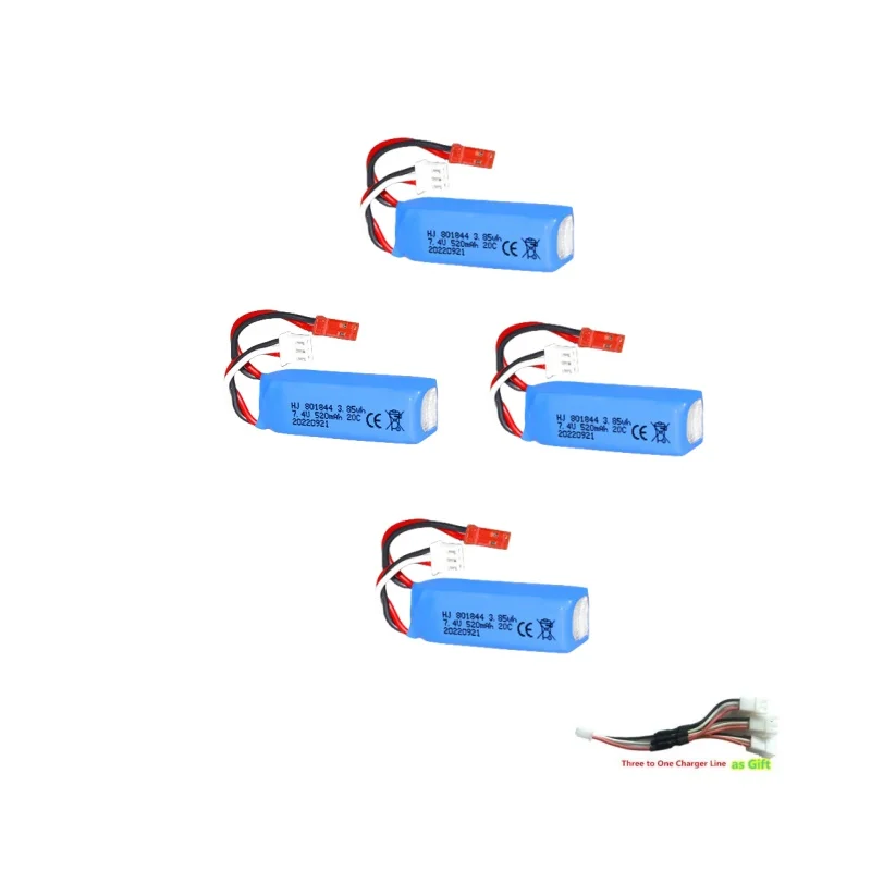 HG4-58 RC Truck Car Spare Parts  Battery HG4-58 Car Battery 7.4V 520Mah USB 3 To 1 Line HG4-58 Truck Accessories