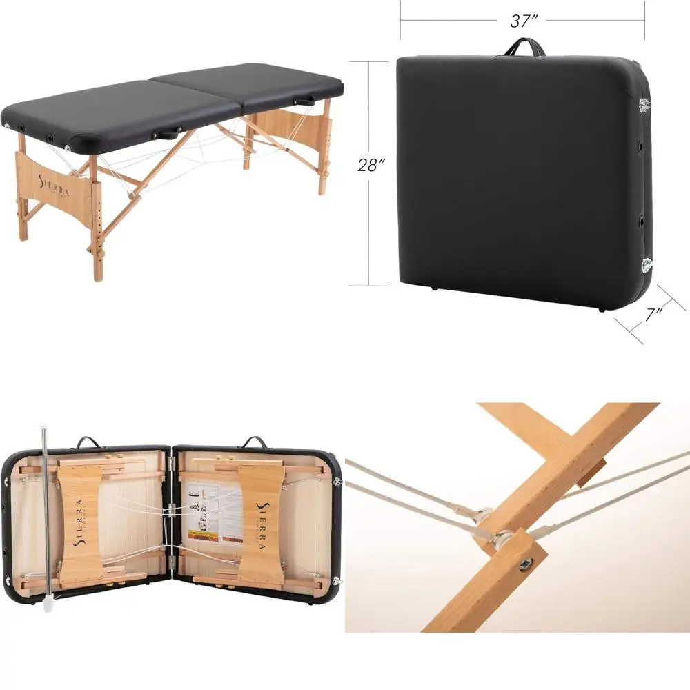 طاولة تدليك محمولة أساسية من سييرا كومفورت، باللون الأسود #1