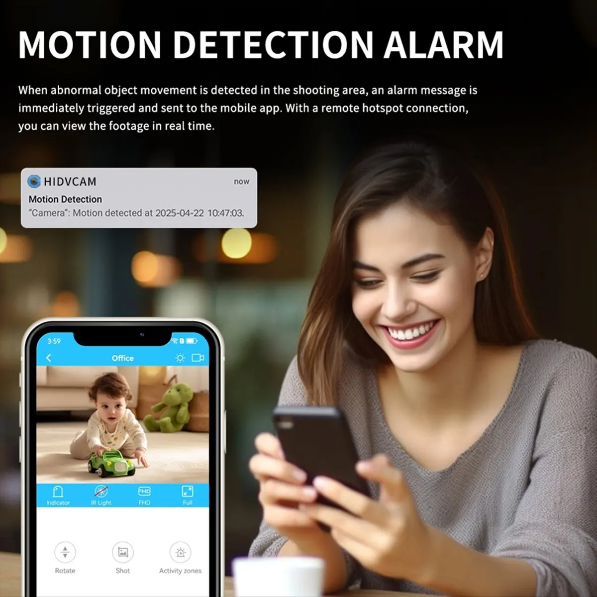 grand 180° Lens WiFi Camera 1080P Hd Night Viewing APP Control Remote Recording Wireless Camcorders for Home Office Security