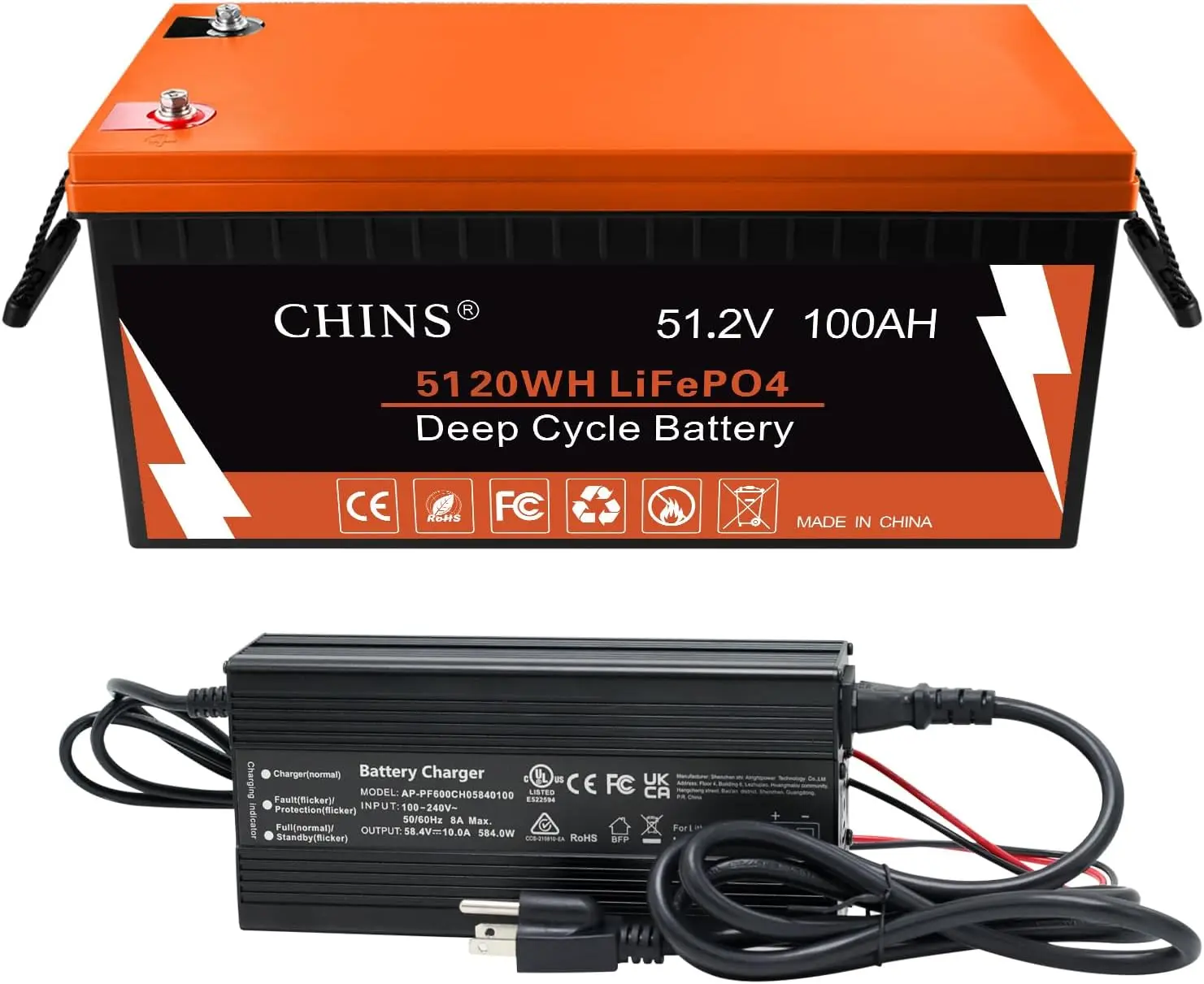 Bluetooth LiFePO4 Battery Smart 48V 100AH Lithium Battery Includes 48V 10A Lithium Battery Charger Perfect for Golf Cart