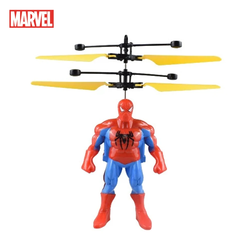 Spiderman Anime Figure Induction Aircraft Suspended Flying Spiderman Iron Man Hulk Remote Control Airplane Toy Kid Birthday Gift