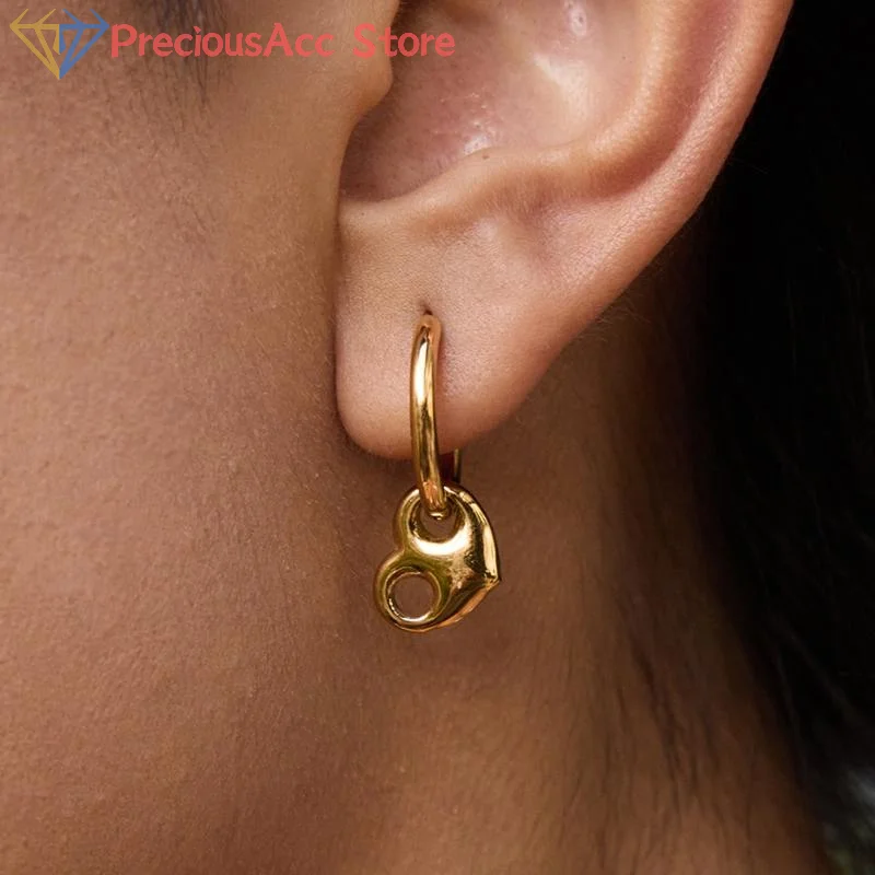 Minimalist Classic Stainless Steel Two Tone Heart Button Bracelet Necklace Earrings Stackable Round Button Bracelet Jewelry