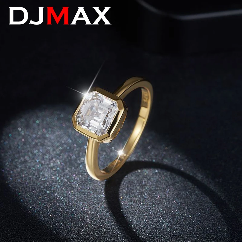 DJMAX 2ct Princess Cut Moissanite Diamond Rings For Women Original 925 Sterling Silver Bubble Lady's Diamond Rings New 2024