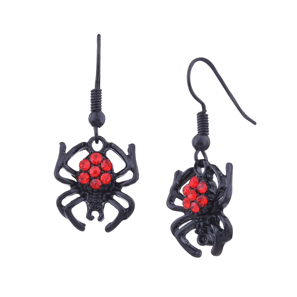 

1Pair Spider Women Vintage Alloy Short Ear Studs Mesh Jewelry Spider Earrings Birthday Wedding Festival Gift Black