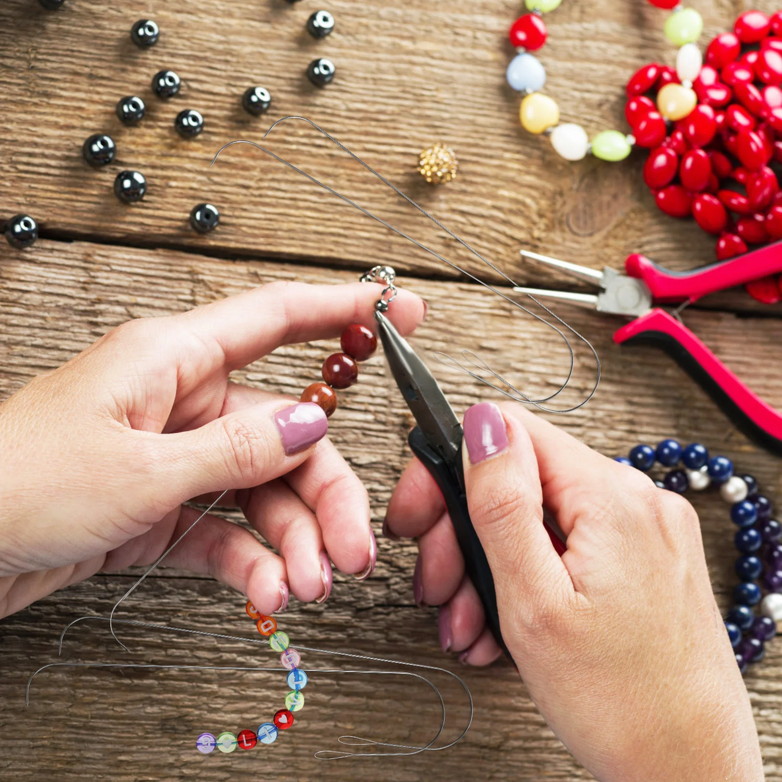 

6Pcs Beading Needles Multi Application Jewelry Making Bead Stringers Set Beading Needles Bead Threader DIY Beads Chain Tool