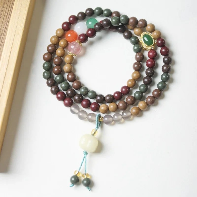 

Traditional Fragrant Bead with 108 Round Beads, Original Design Multi- Accessory, Three-Circle Bracelet