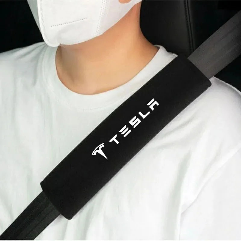 2Pcs Tesla Model Y Model 3 Model X Model S Car Safety Belt Cover Adjustable Seat Belt Cover for Auto Accessories