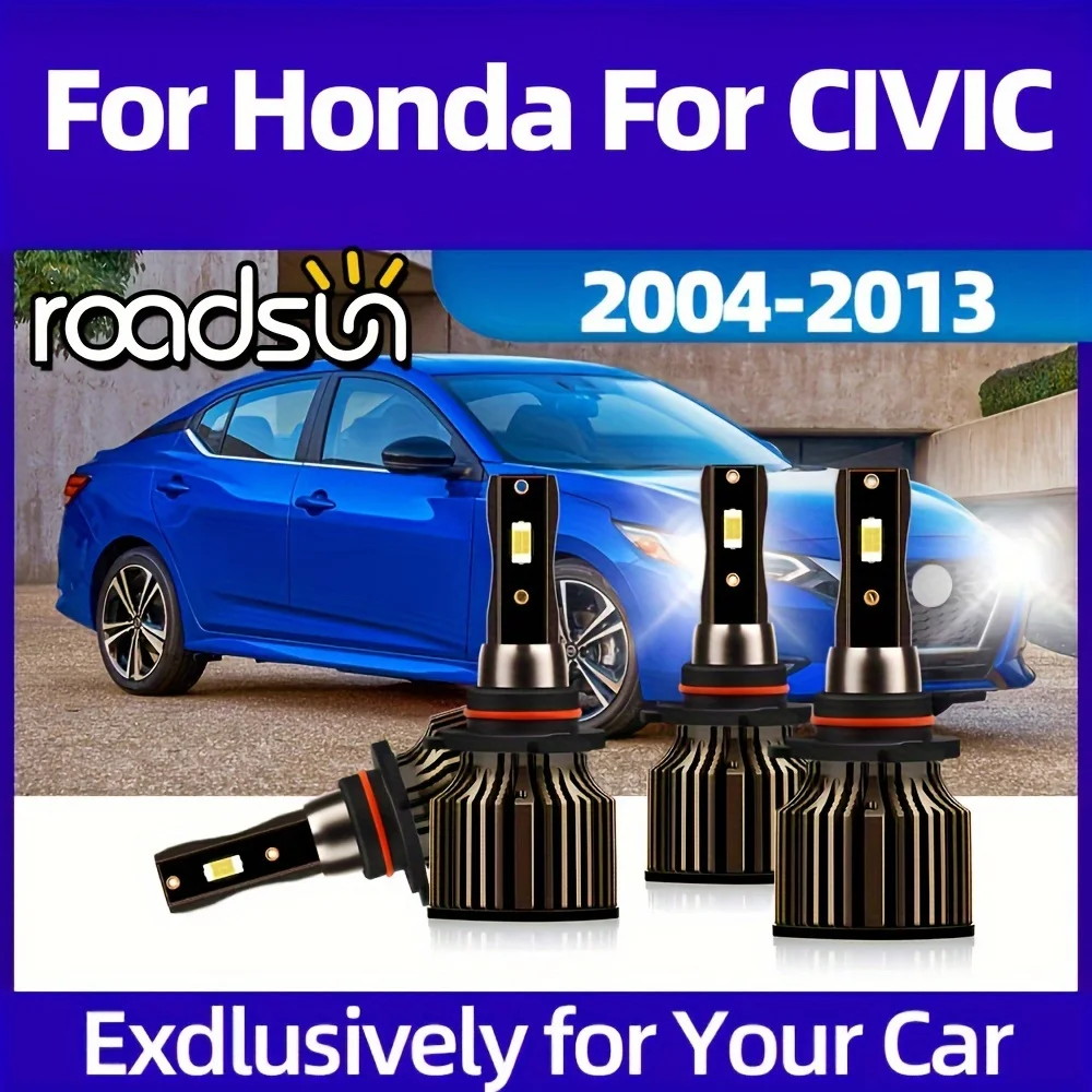 

Светодиодные фары для HONDA CIVIC 2004-2013, 9005/HB3 9006/HB4 Hi/Lo 15000 лм, вентилятор об/мин, срок службы более часов, 4 шт.