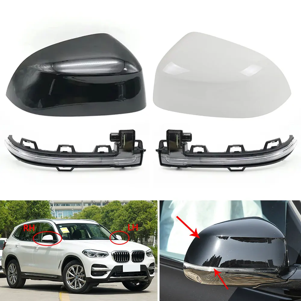 

Exterior Side Rearview Mirror Cover Cap and Turn Signal Light lens For BMW X3 X4 X5 X6 X7 G01 G02 G04 G05 G07 G08 2018-2022