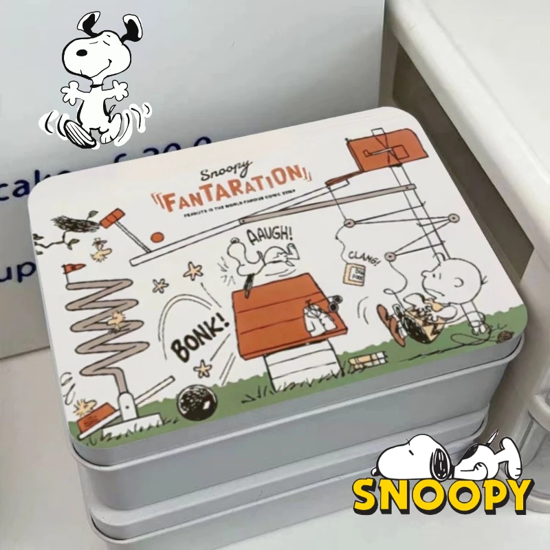 Snoopy Lagerung Eisen Box Kind Schreibwaren Fall Große Kapazität Handbuch Cartoon Karte Box Anime Organizer Desktop Klassifizierung Fall