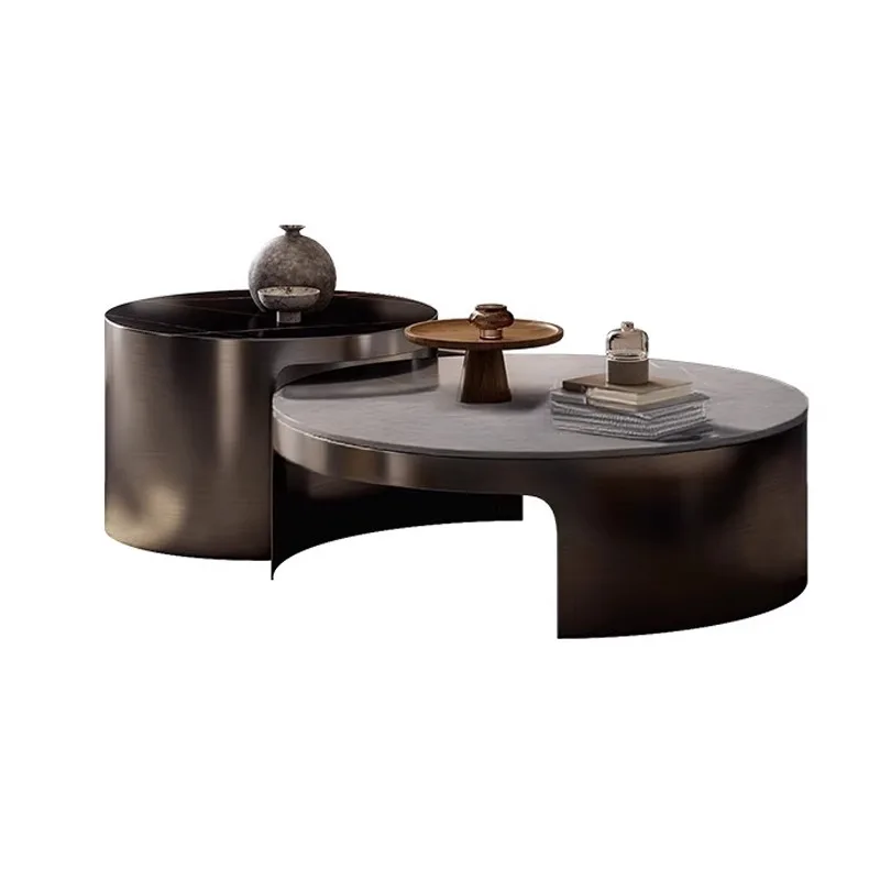 

Sincere Italian minimalist rock slab living room light luxury Internet celebrity size round simple modern coffee table