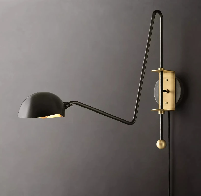 American Copper Wall Light Gold Black Plug Adapter