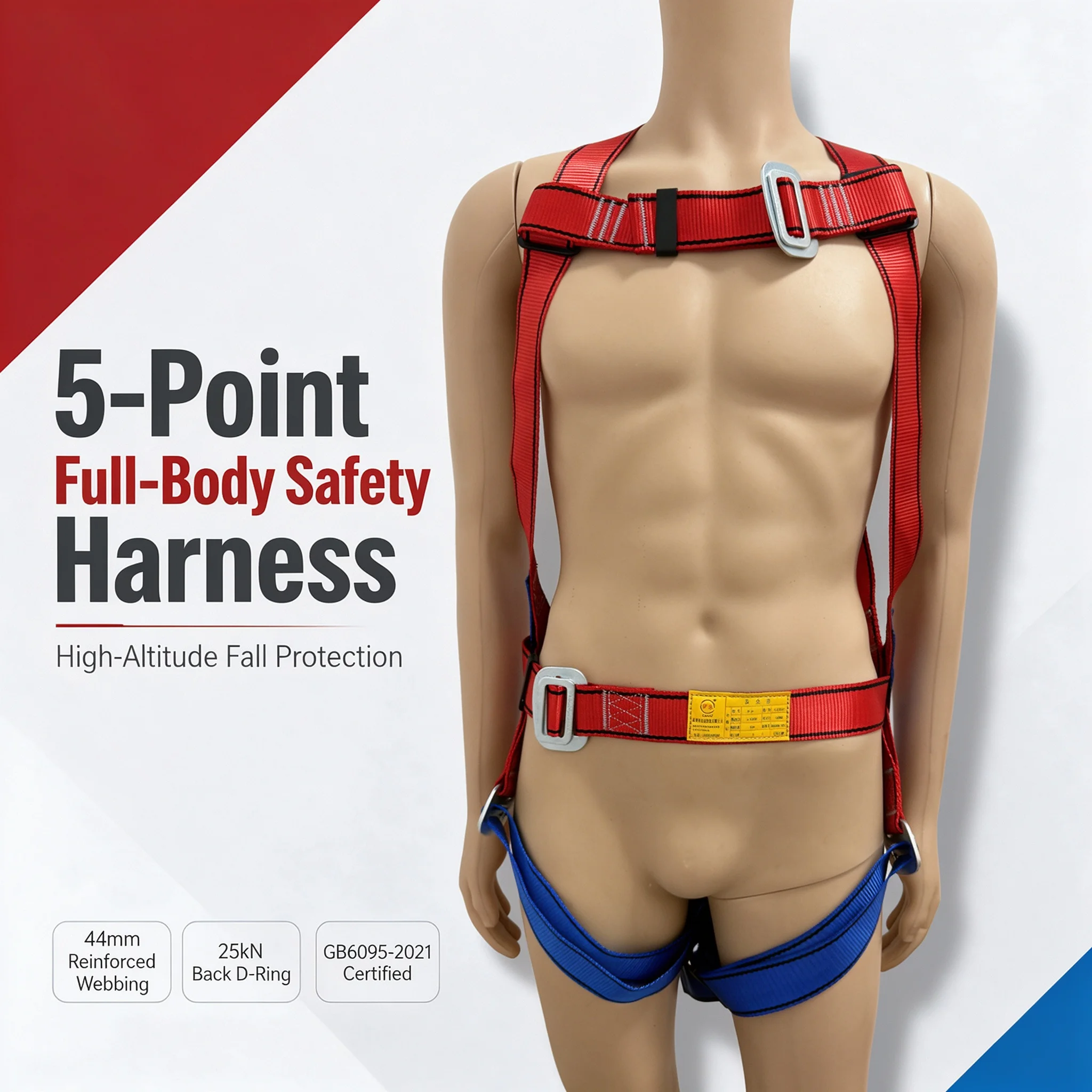 National Standard Double Back Full Body Double Hook Buffer Safety Belt European Five Point High-altitude Work Safety Belt