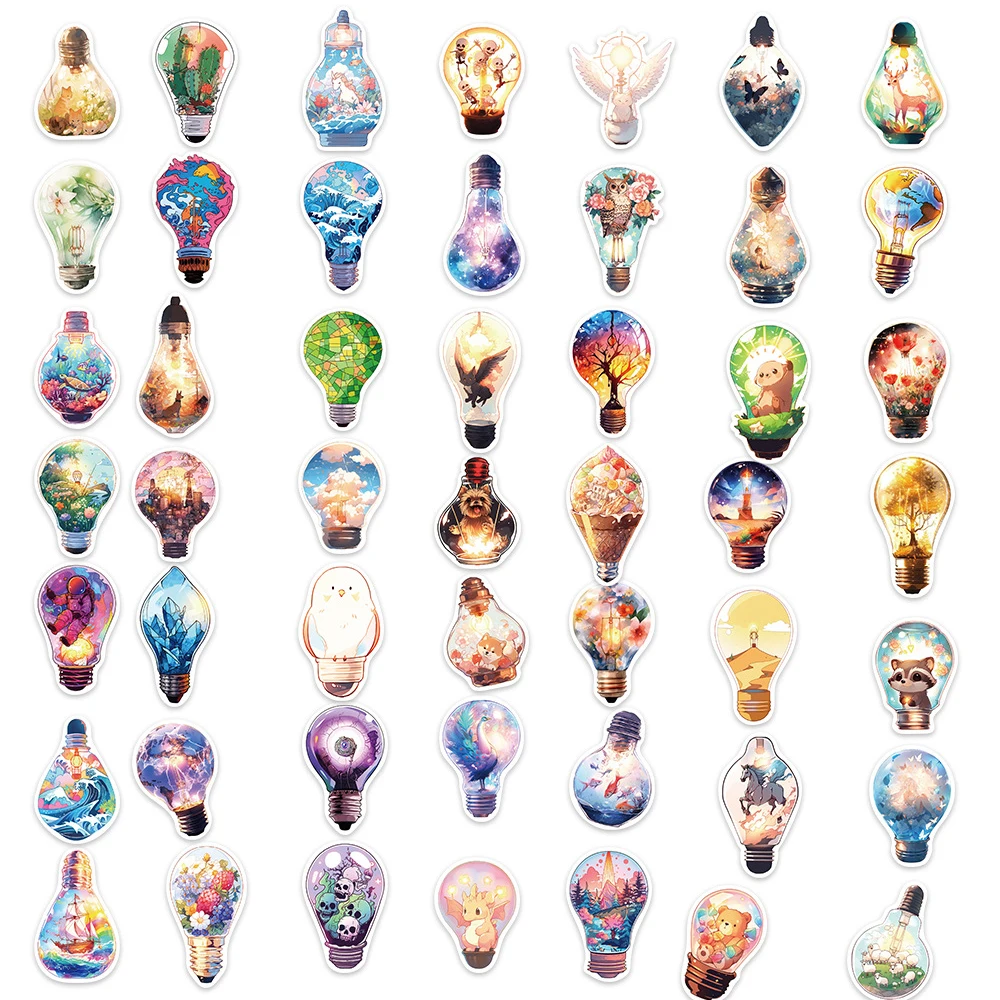 10/30/50 Uds. Bombilla bonita, pegatina de Graffiti decorada estética del mundo, monopatín, portátil, álbum de recortes, pegatina impermeable de dibujos animados