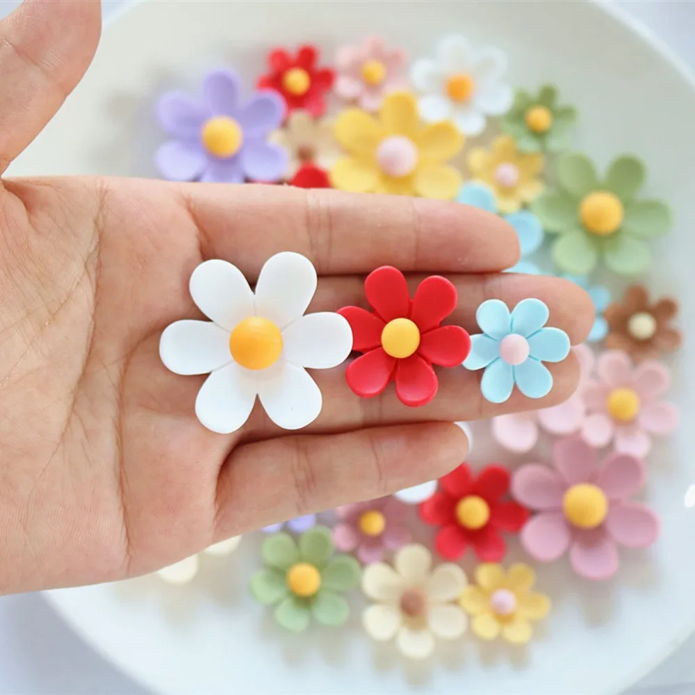 10pcs Cute Cartoon Kawaii Color Flower Series Flat Back Resin DIY Scrapbooking Cabochons Decoration Accessories