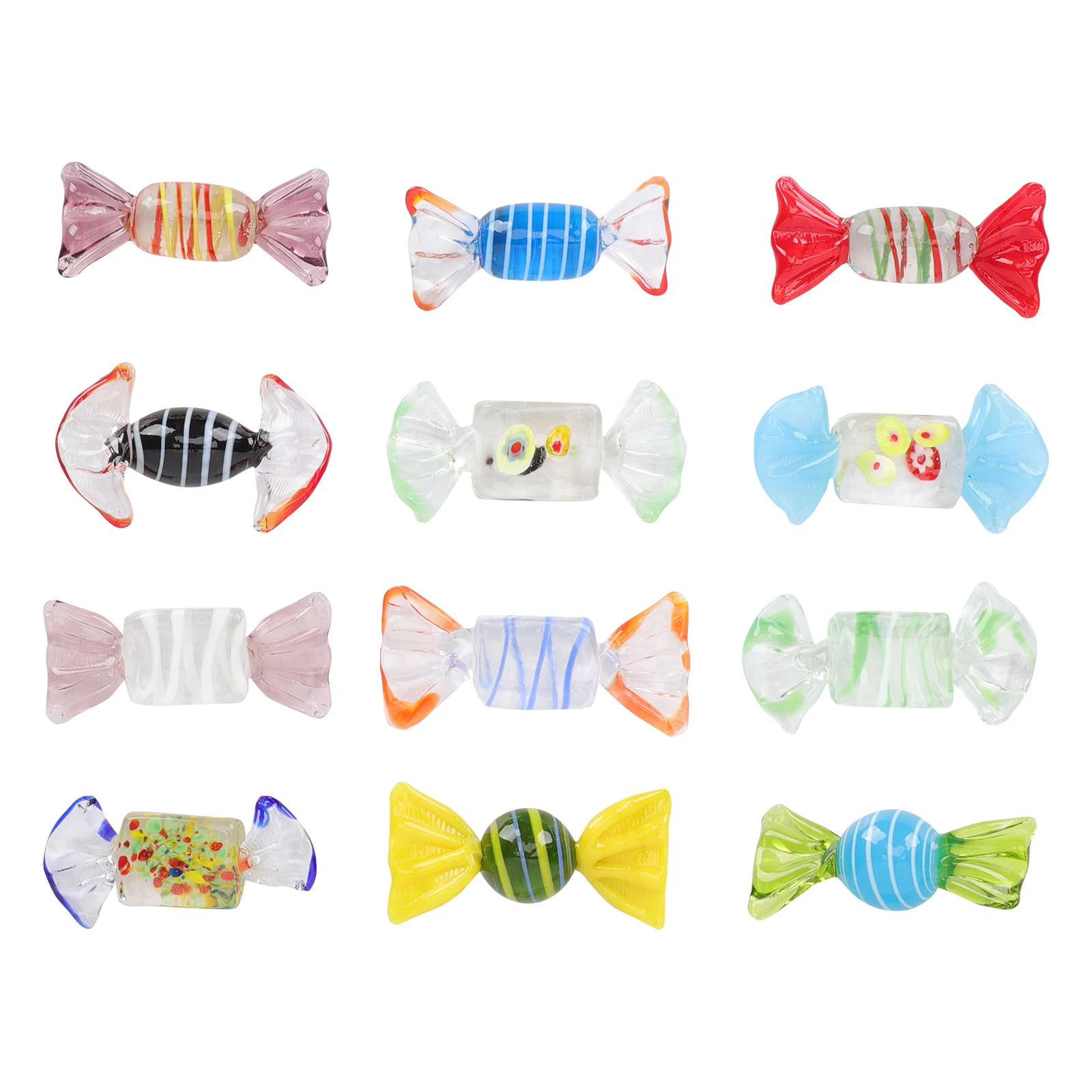 

12Pcs Handmade Glass Candy Decorations Decorative Props for Party Wedding Home Office Living Room Display Glass Candy