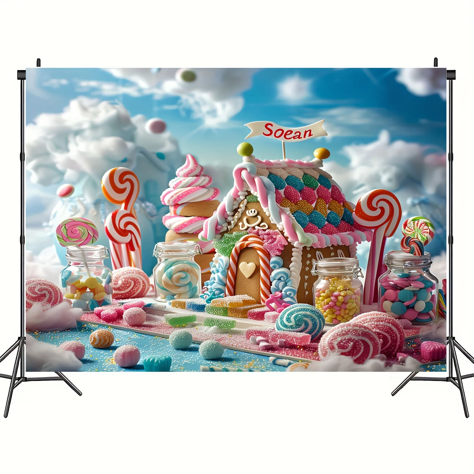 Candyland Fantasy Photography Backdrop - Banner For Birthday, Shower & Party Decorations, Featuring Cute Lollipop