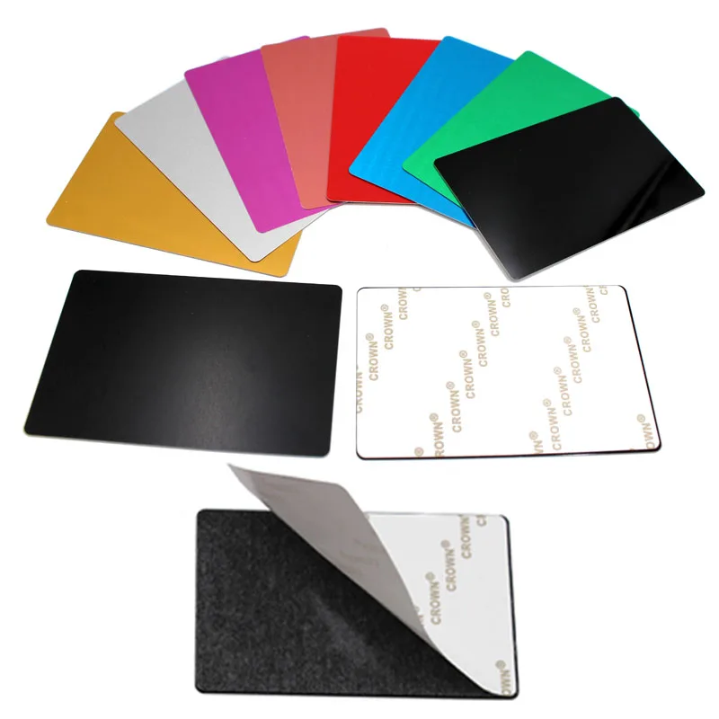 Metal Cartão de Visita 0.2 mm Espessura Liga de Alumínio em Branco Cartão Faça Você Mesmo Impressão a Laser Placa de Identificação Volta Adesivo Estilo 100 Peças em Branco