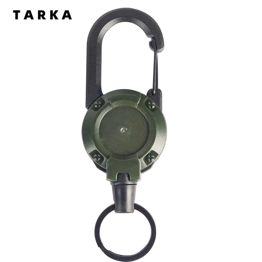 TARKA Camping Expansion Buckle Steel Wire Rope Buckle Heavy Duty Pull Reel Carabiner Elastic Rope Easy Pull Buckle Key Chains