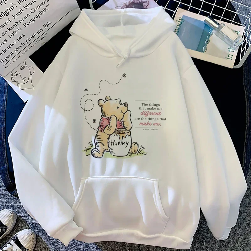 Kawaii Women Hoodies Bear Winnie The Pooh Disney Cartoon Harajuku Cute Anime Y2K Graphic Streetwear Sweatshirt 90s Hoodie Female