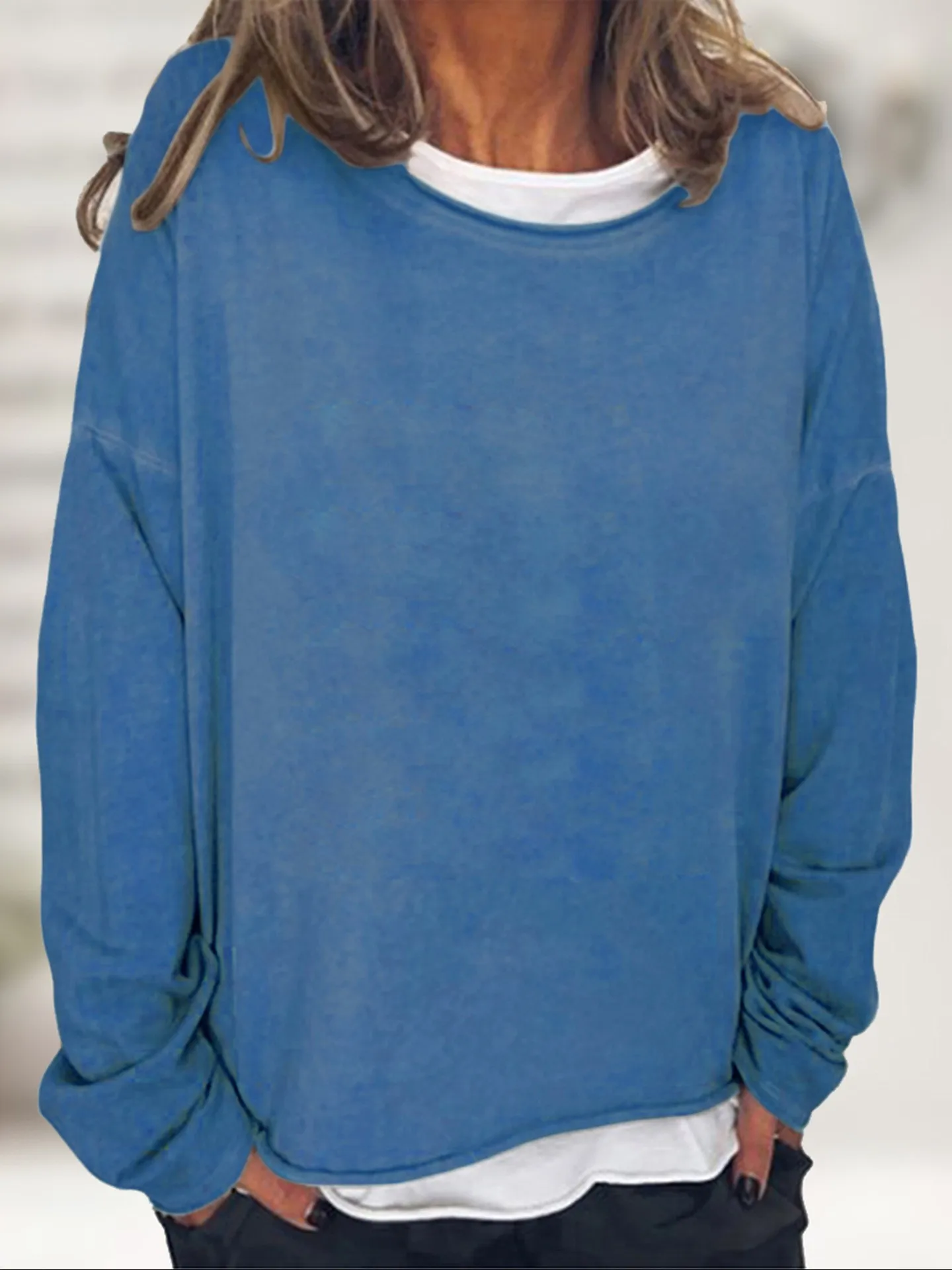Women's Loose Fit Printed Crew Neck Long Sleeve Mid-Length Sweatshirt Soft Finish Pull On Women's Hoodies And Woman Clothes