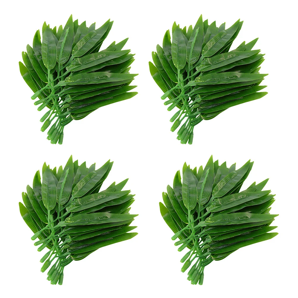 

100Pcs Simulated Bamboo Leaves Plastic Fake Green Leaves Room Office Home Decoration Artificial Bamboo Branches