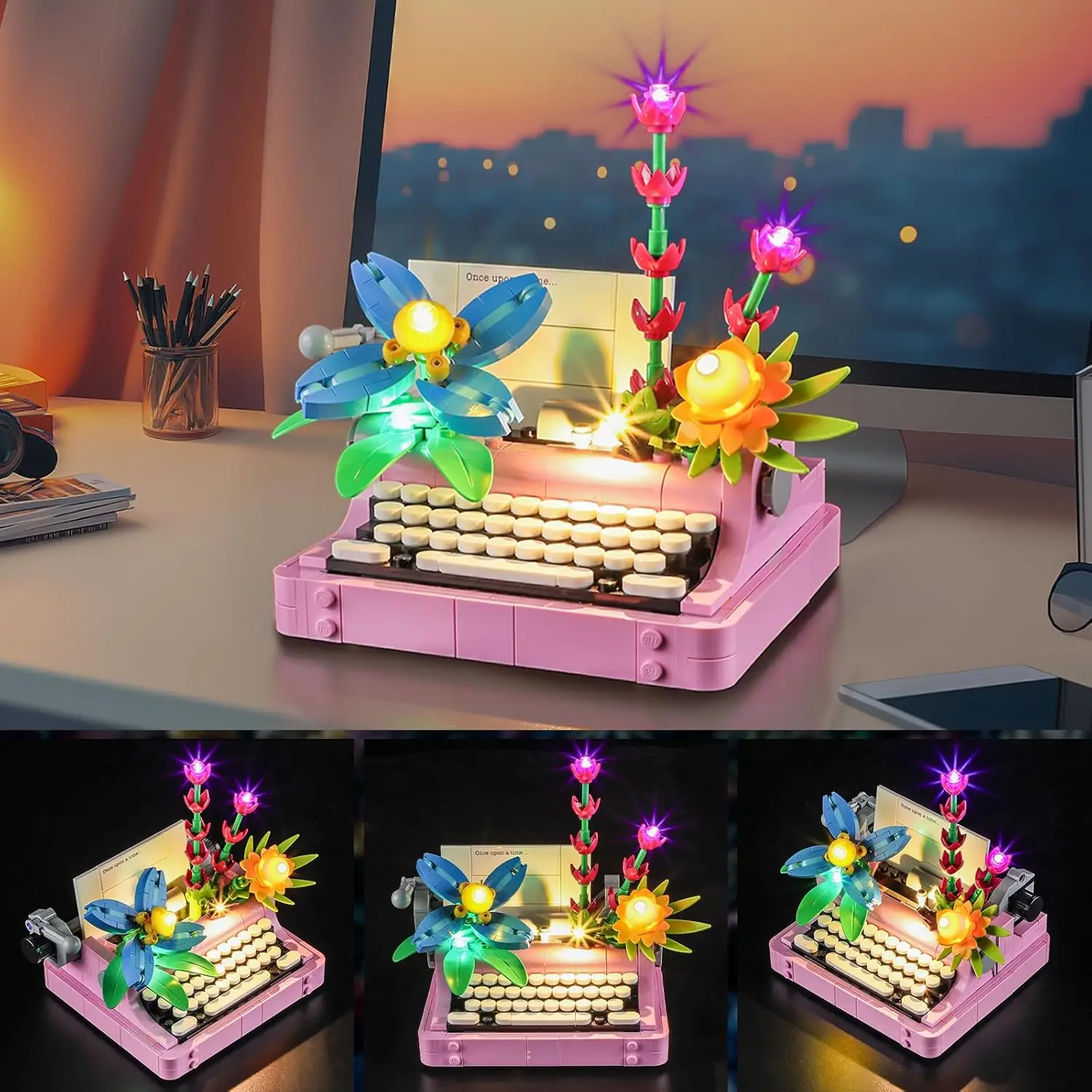 HPROSPER 5V LED-Beleuchtung (kein Modell) für LEGO 31169 Schreibmaschine mit Blumen. Erleuchten Sie Ihre Bausteine mit Batteriekasten