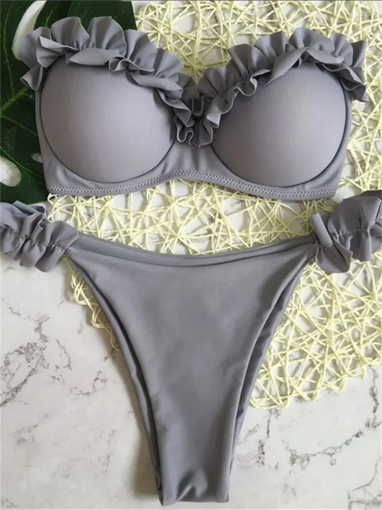 Frauen 2024 Sexy Animal Print Leopard Push Up Bikini Set Brasilianische Bandeau Tanga Strand Bademode 2-teiliges Set für Frau Badeanzug