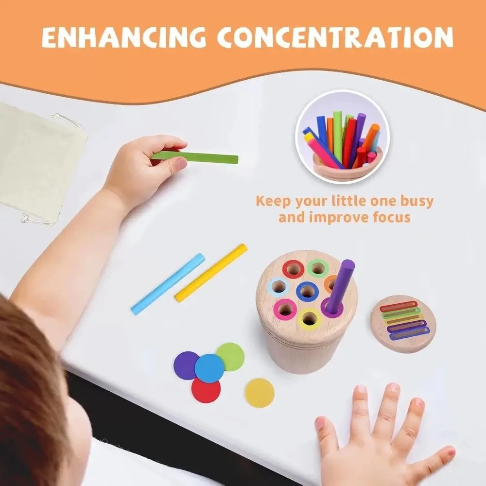 Giocattoli Montessori per l'ordinamento dei colori Giocattoli educativi precoci a forma di legno Giocattoli coordinati Allenamento cognitivo Gioco di puzzle sicuro Regali di compleanno