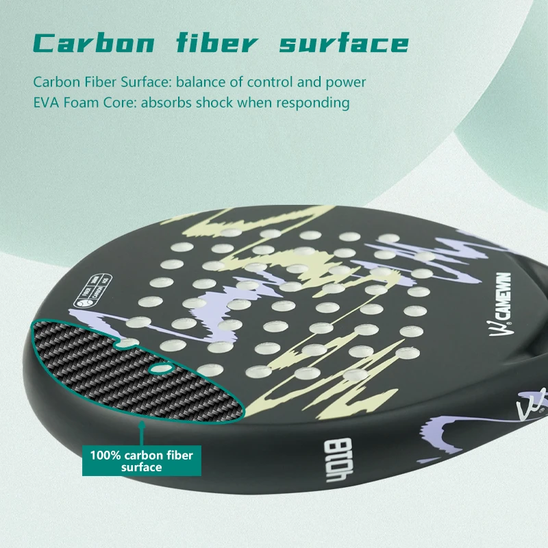 Ultra-Light Carbon Fiber Padel Racket | Cage Style Tennis Racquet Board Type with High Elasticity EVA Core | Hand Rope