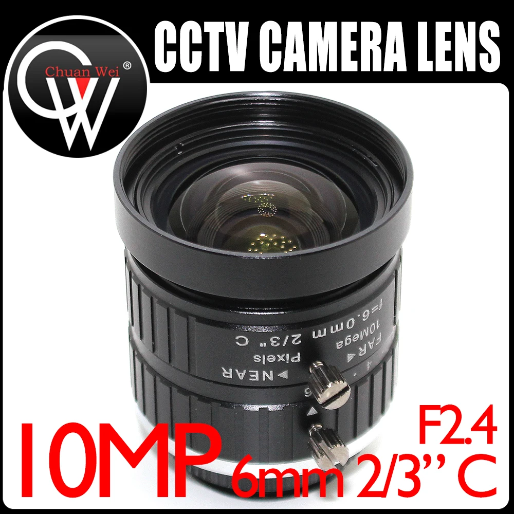 10mp 6mm obiektyw 2/3 "C mocowanie obiektywu IR F2.4 ręczna tęczówka przemysłowa soczewka do CCTV IP kamera CCD kamera USB