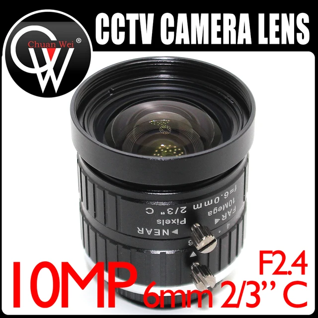 10mp 6mm obiektyw 2/3 "C mocowanie obiektywu IR F2.4 ręczna tęczówka przemysłowa soczewka do CCTV IP kamera CCD kamera USB