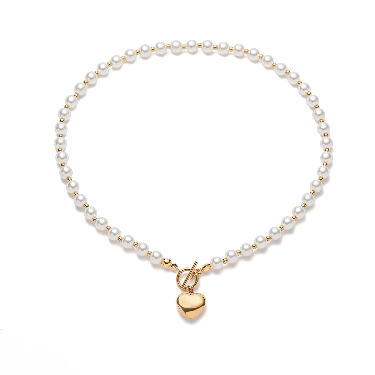 Mafisar 2025, recién llegado, joyería de acero inoxidable de Color dorado, gargantilla de perlas de imitación de corazón de alto pulido, collar para regalo de mujer