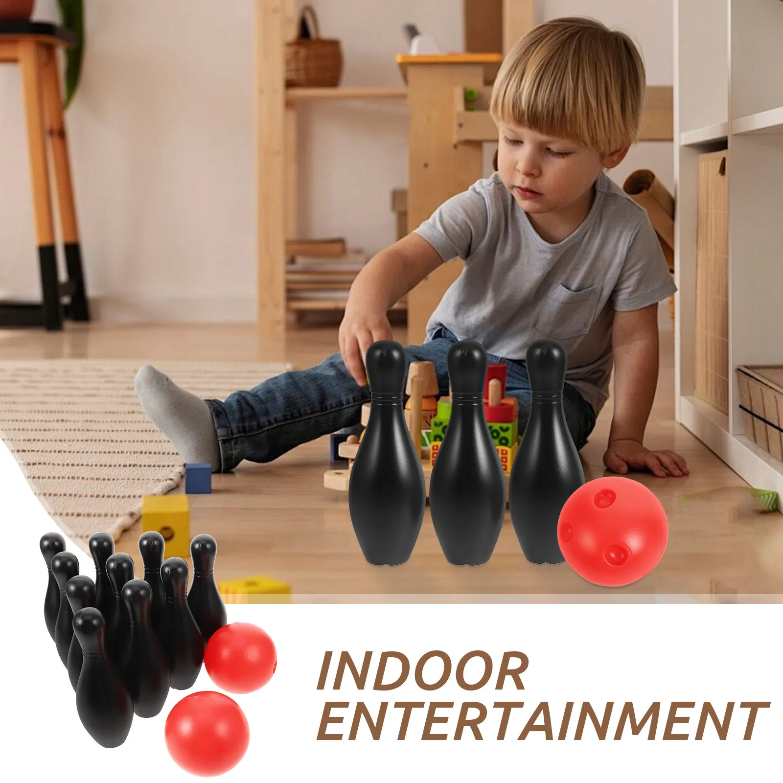 

1Set Kids Bowling Set Plastic Material Smooth Surface Indoor Outdoor Family Parent Child Interactive Bowling Game for Kids