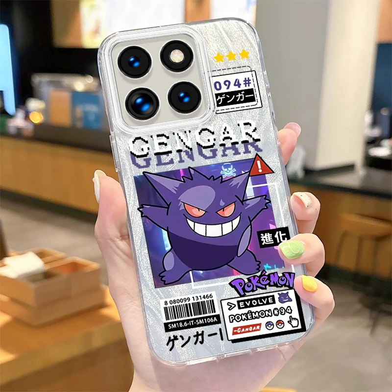 Funda de teléfono reflectante de Anime Pokémon Gengar para Xiaomi, 13T Pro, 11 Lite, 11i, POCO X6, X5, X3, NFC, M6, 5G, M4, M3, M2, F6, F5, F3, C61, 4G