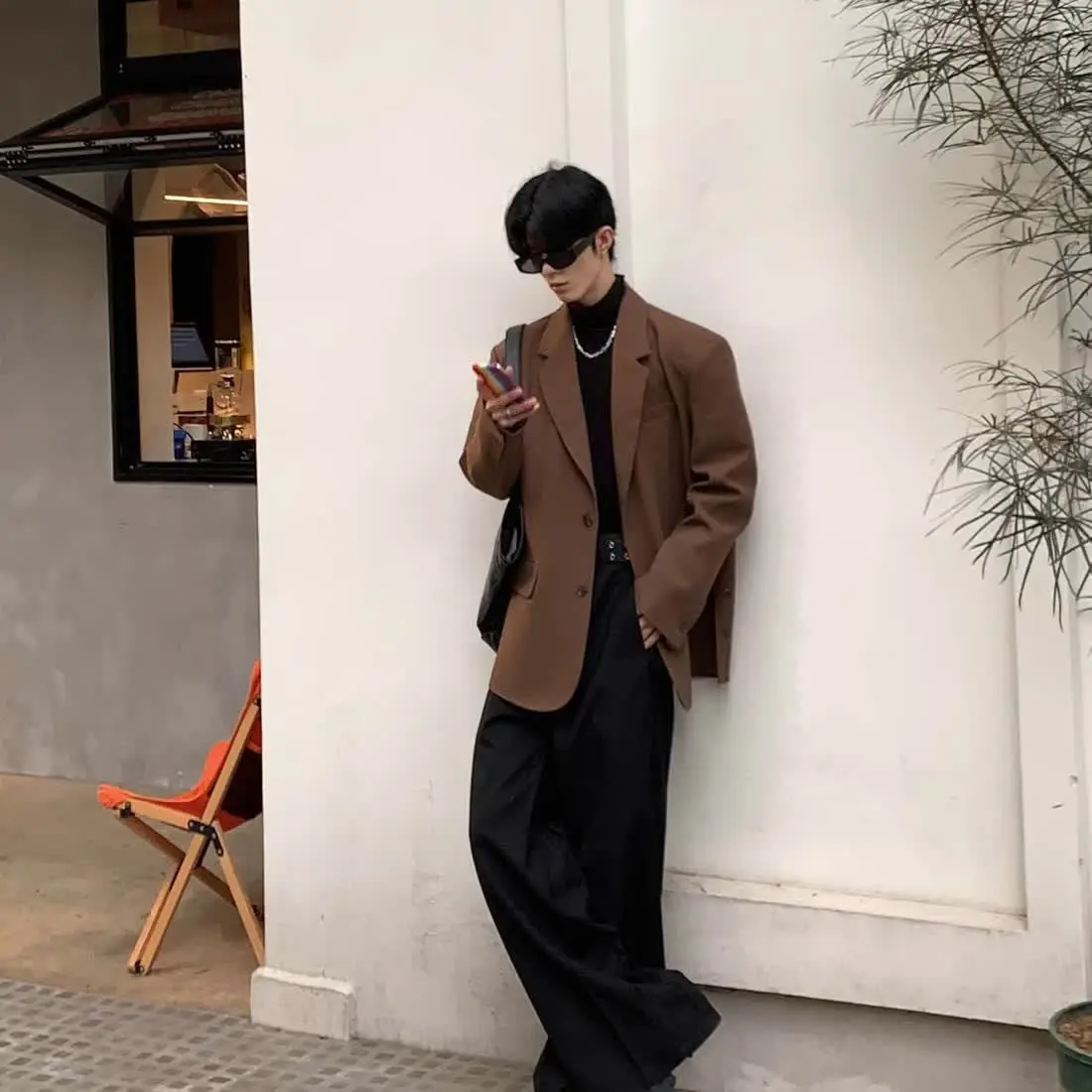 Spring Autumn 2026 Coffee Business Style Casual Blazer Men's Single Western High-end Korean Anti-wrinkle Drape Loose Small Suit