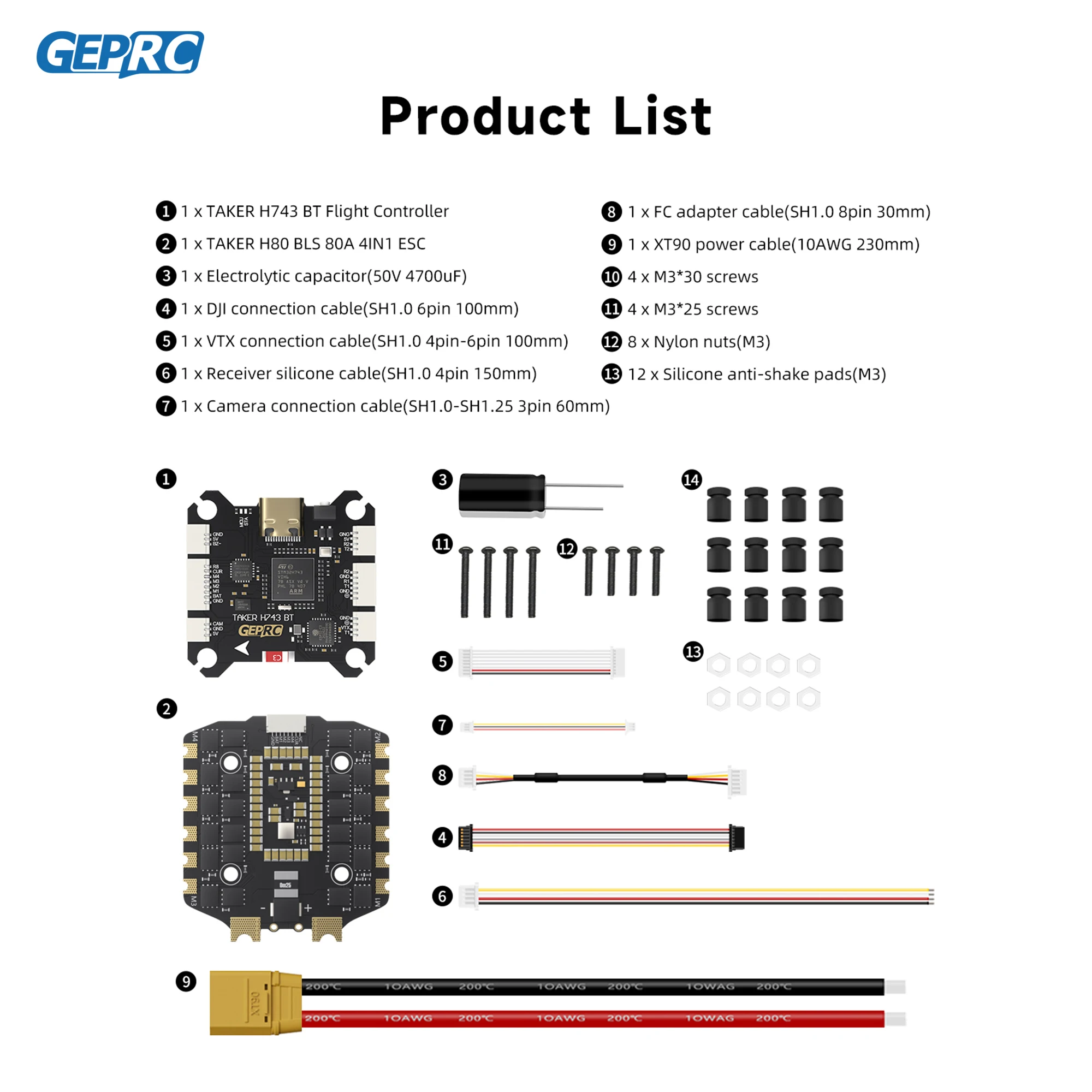 GEPRC TAKER H743 BT 8Bit 80A スタック デュアルジャイロ 512MB ブラックボックス データ分析記録 H80_BLS 80A 4IN1 ESC H743 FC FPVドローン用