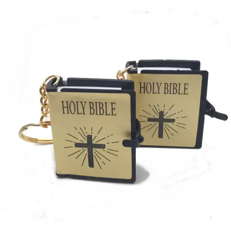 Mini Holy Bible Key Chain Book Keychain Religion English Version Christian Jesus Key Ring Keyring Gift Prayer God Bless S112