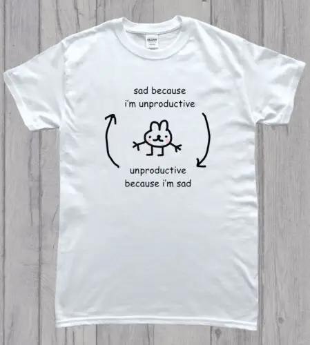 

Unproductive Sad Rabbit Mental Health Bunny Meme T-Shirt