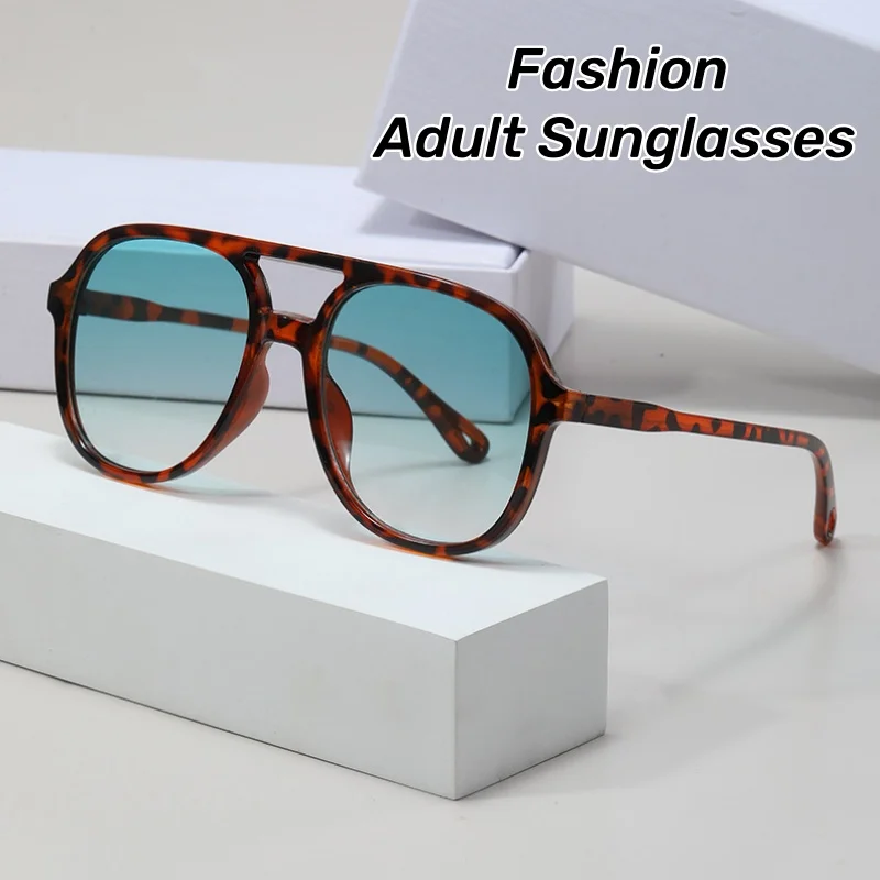

Fashion Large Frame Double Beam Sunglasses Casual Cycling Driving Blackout UV400 Sunglasses Men and Women Toad Glasses
